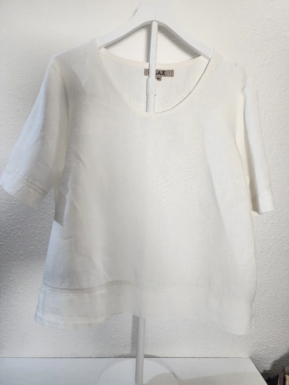 FLAX Women Linen Boxy Oversized Top Off White Size M - Picture 2 of 7